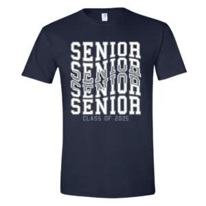 Navy blue Class of 2025 senior shirt.