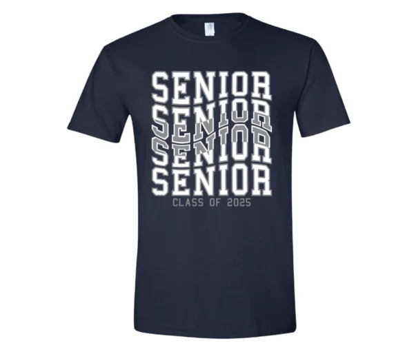 Navy blue Class of 2025 senior shirt.