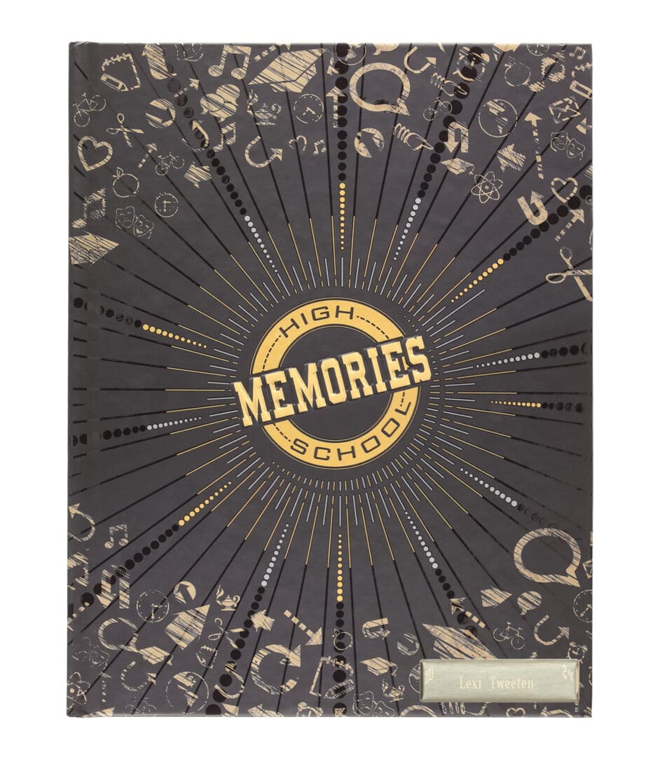 A book cover with the words " memories " in gold.