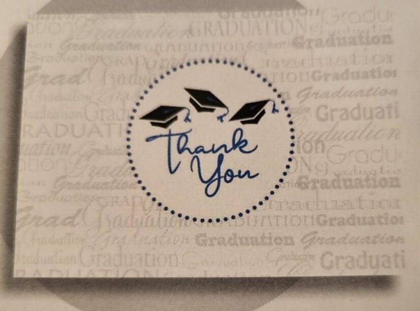 Graduation thank you card.