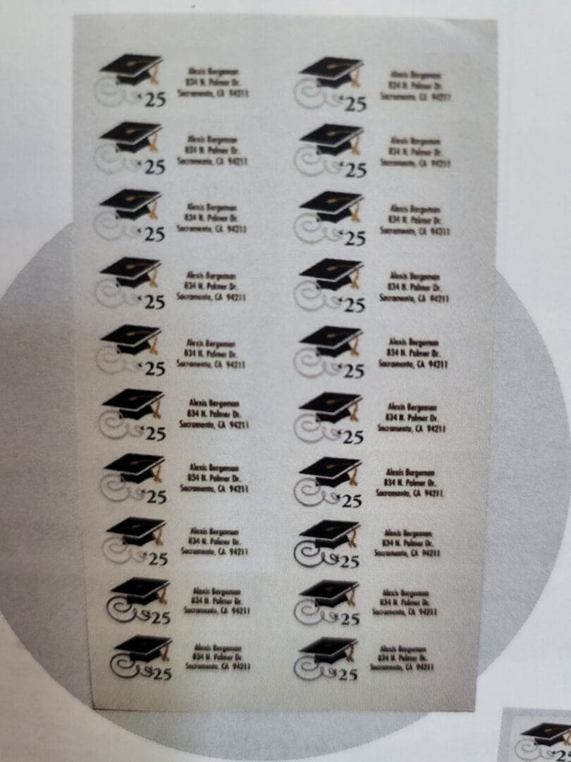 Graduation stickers: $25 each.