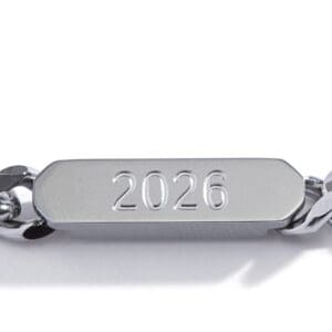 Silver bracelet with the engraved year 2026.